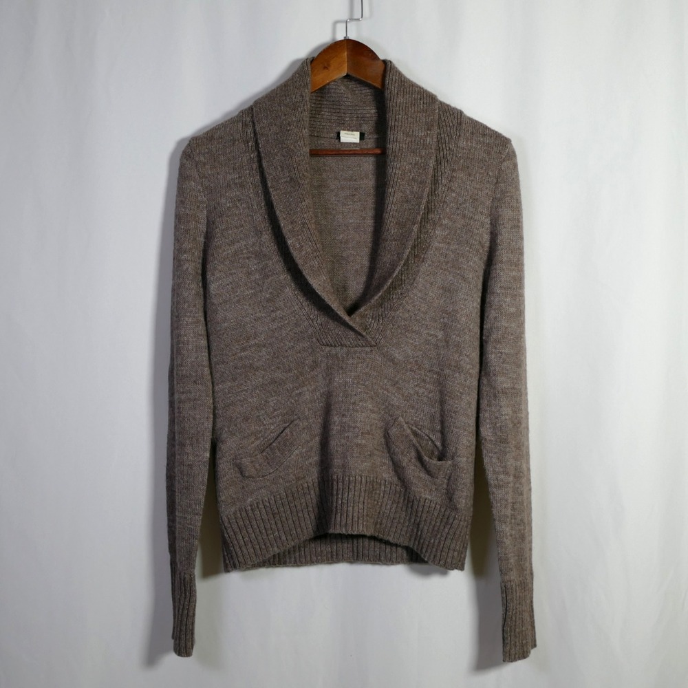 J Crew Alpaca Merino Wool Blend Shawl Collar Sweater Size M Preppy Old Money